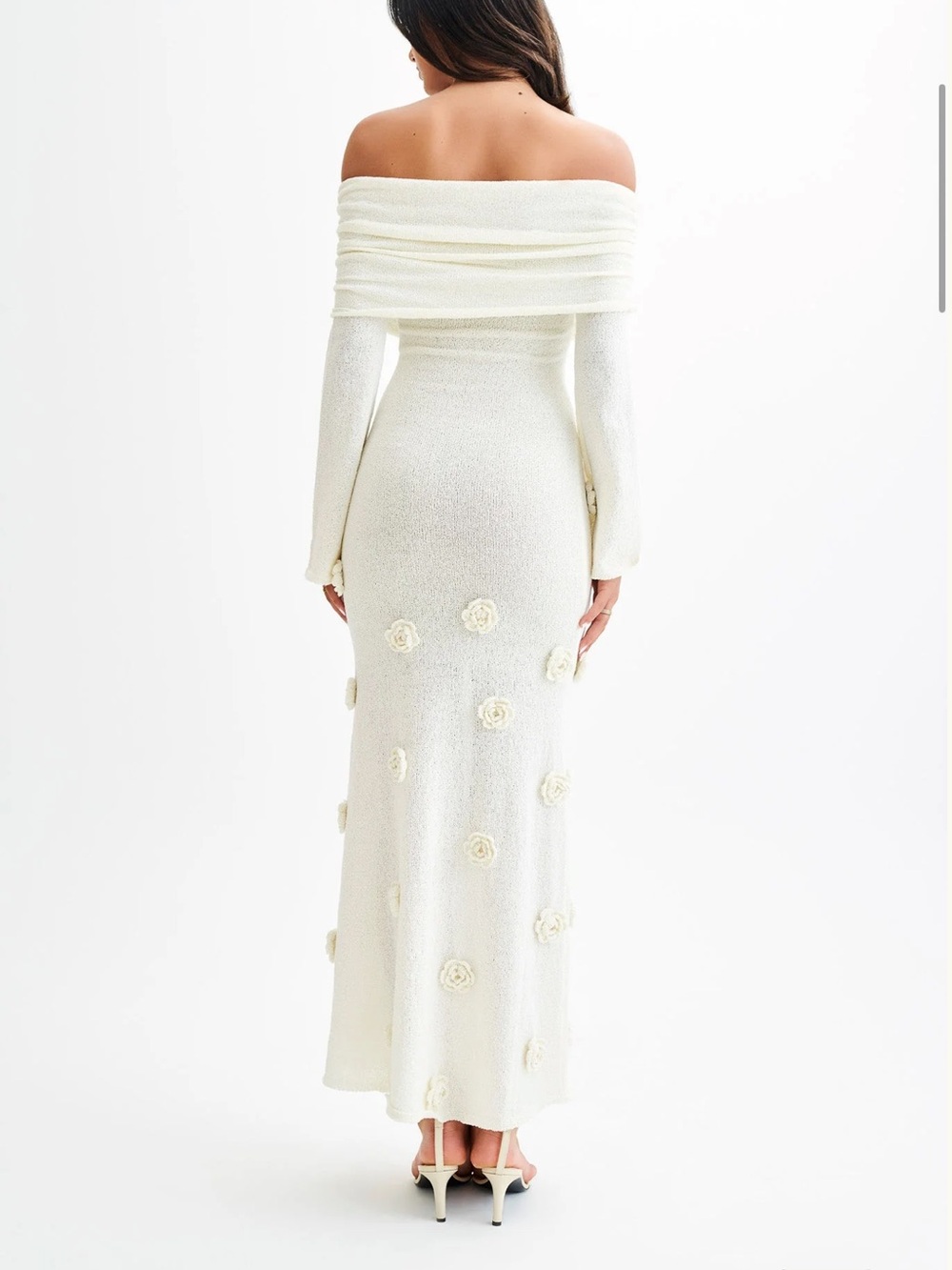Meshki Ivory Off-Shoulder Floral Appliqué Maxi Dress - Picture 3 of 8